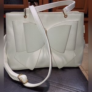 Grossi Antique White with Gold Accents Tote & Shoulder Strap with a large Bow